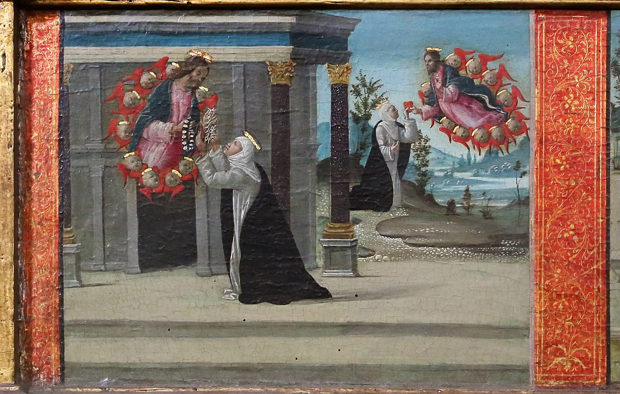 Pala di Francesco di Giorgio. Predella di Bernardino Fungai. Visioni di s. Caterina - Basilica of San Domenico (Siena)